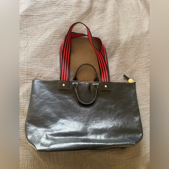 Clare V. Handbags - Clare V. Le Zip Sac red stripe scrap